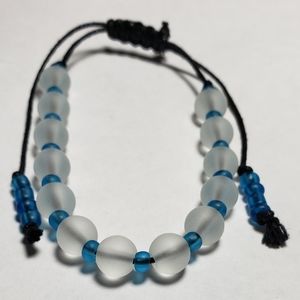 Frosted White Glass With Turquoise Bracelet